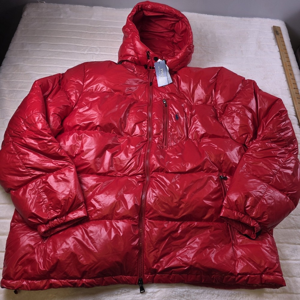 Polo Ralph Lauren Gorham Glossed 650 Fill Down Puffer Jacket Mens XLT Red $700